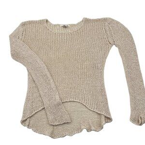 Sans Souci Beige Knit High-Low Sweater size Large Womens Lightweight Pullover